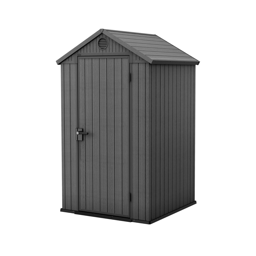 Grey wood-effect resin garden shed 6 x 8 ft with double doors - view 23