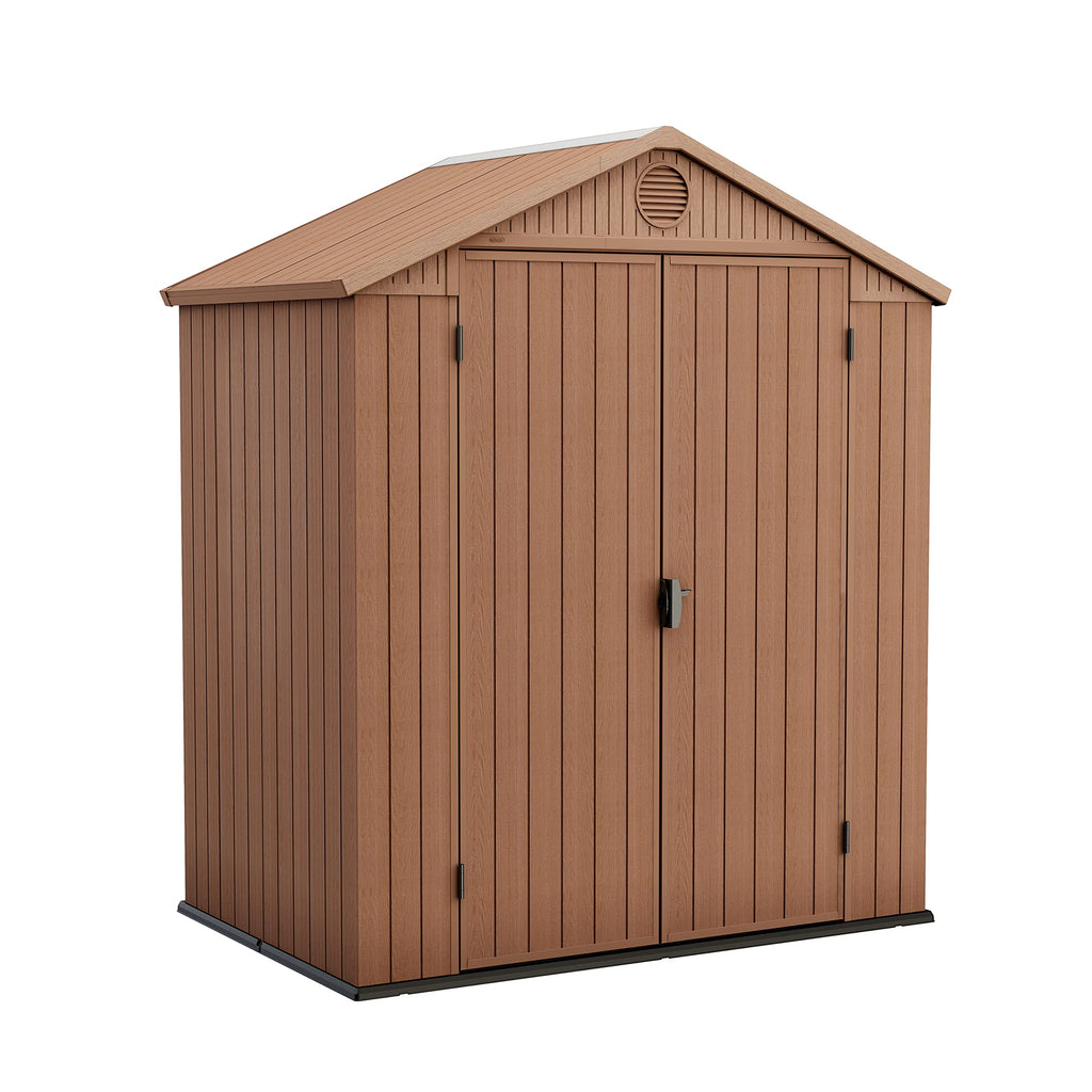 Grey wood-effect resin garden shed 6 x 8 ft with double doors - view 30