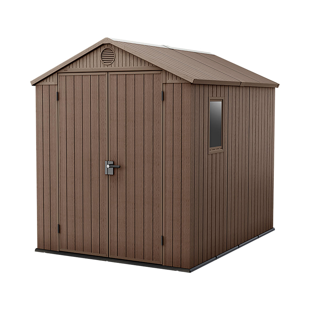Grey wood-effect resin garden shed 6 x 8 ft with double doors - view 32