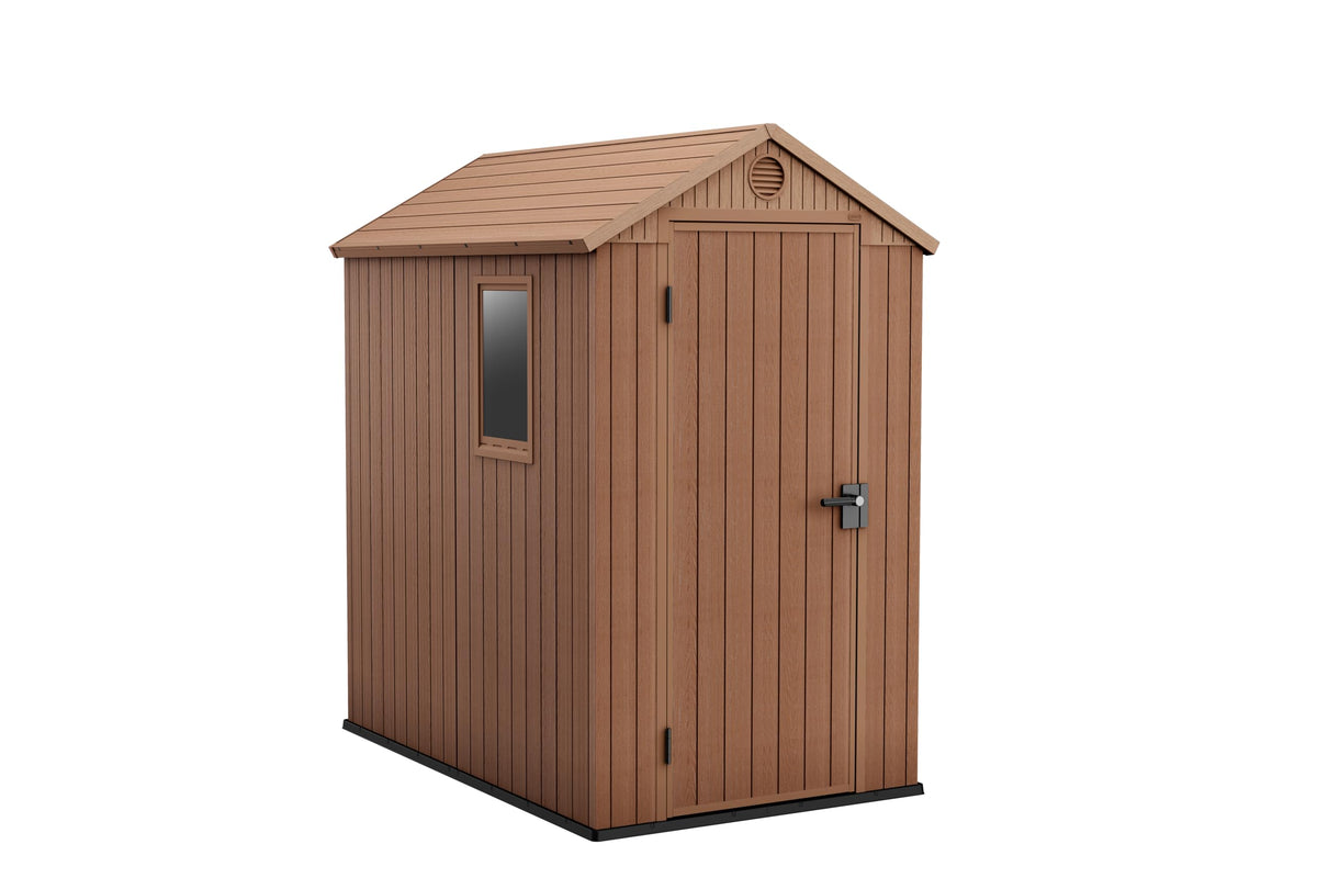 Grey wood-effect resin garden shed 6 x 8 ft with double doors - view 33