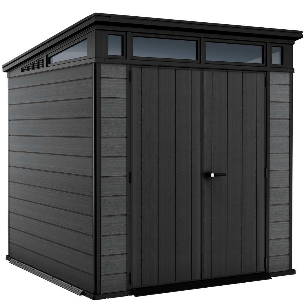 Wood-Effect Resin Garden Shed 2.1 x 2.1 m (7 x 7 ft) Steel-Reinforced Roof - image 1
