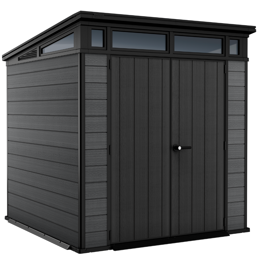 Wood-Effect Resin Garden Shed 2.1 x 2.1 m (7 x 7 ft) Steel-Reinforced Roof - image 1