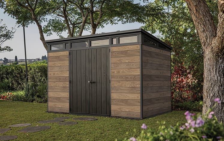 Wood-Effect Resin Garden Shed 3.4 x 2.1 m (11 x 7 ft) Walnut Brown - image 1