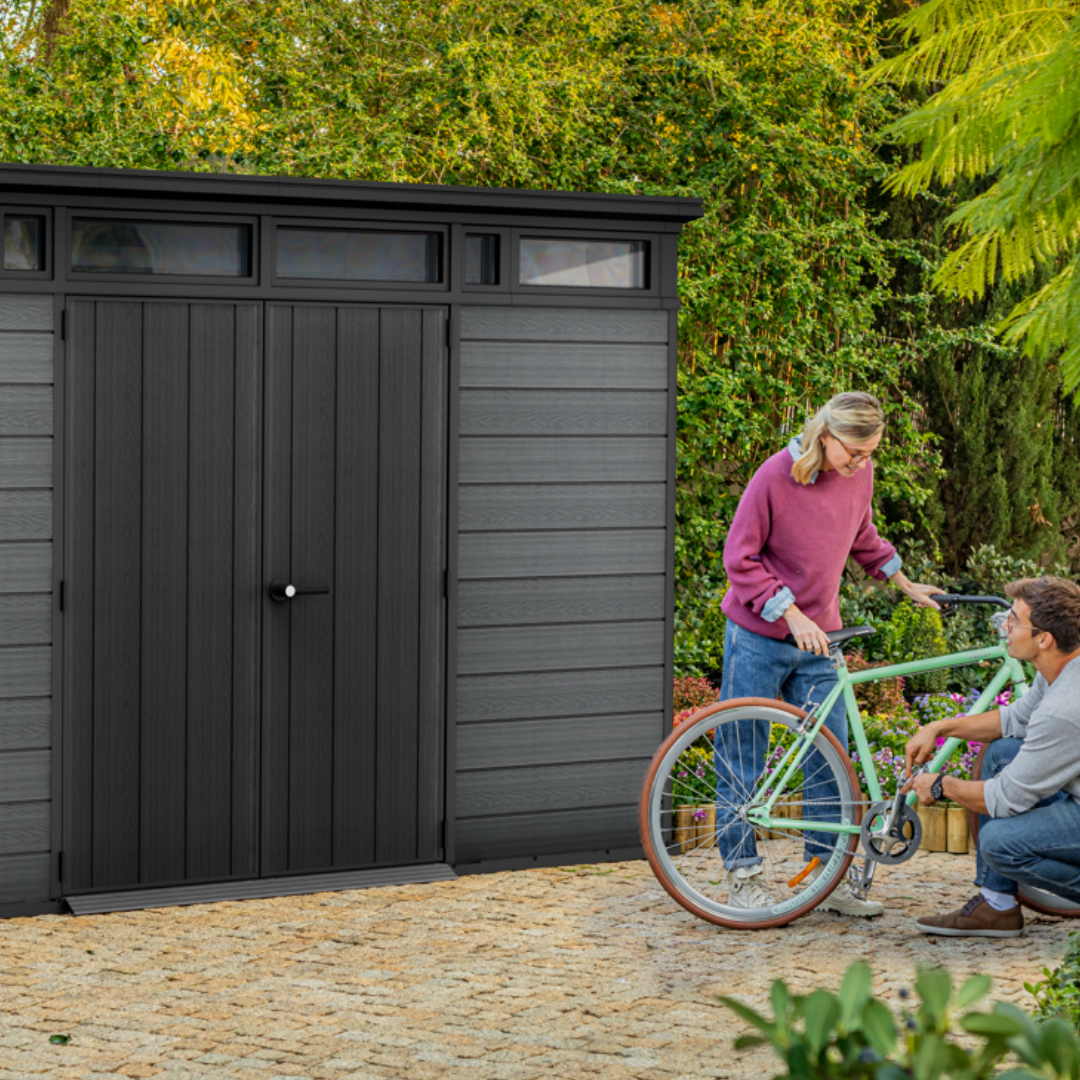 Wood-Effect Resin Garden Shed 3.4 x 2.1 m (11 x 7 ft) with Window Band - image 3