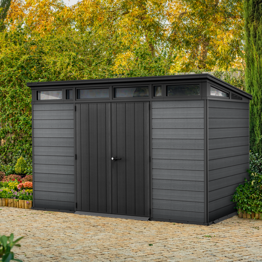 Wood-Effect Resin Garden Shed 3.4 x 2.1 m (11 x 7 ft) with Window Band - image 4