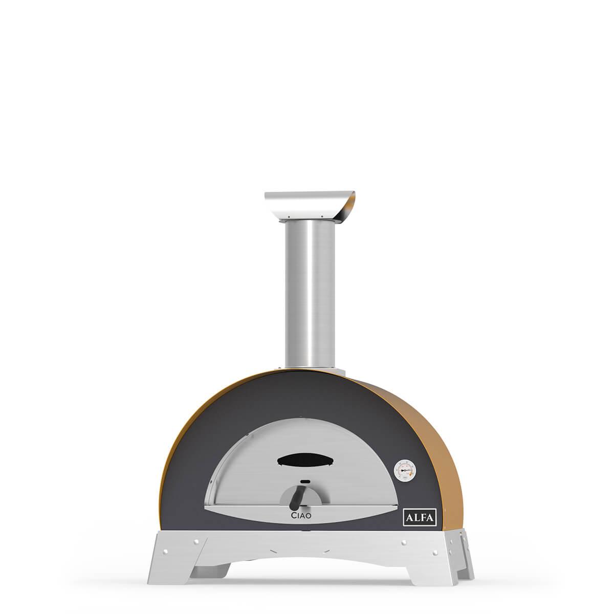 Wood-Fired Pizza Oven Stainless Steel with Firebrick Floor and Pyrometer