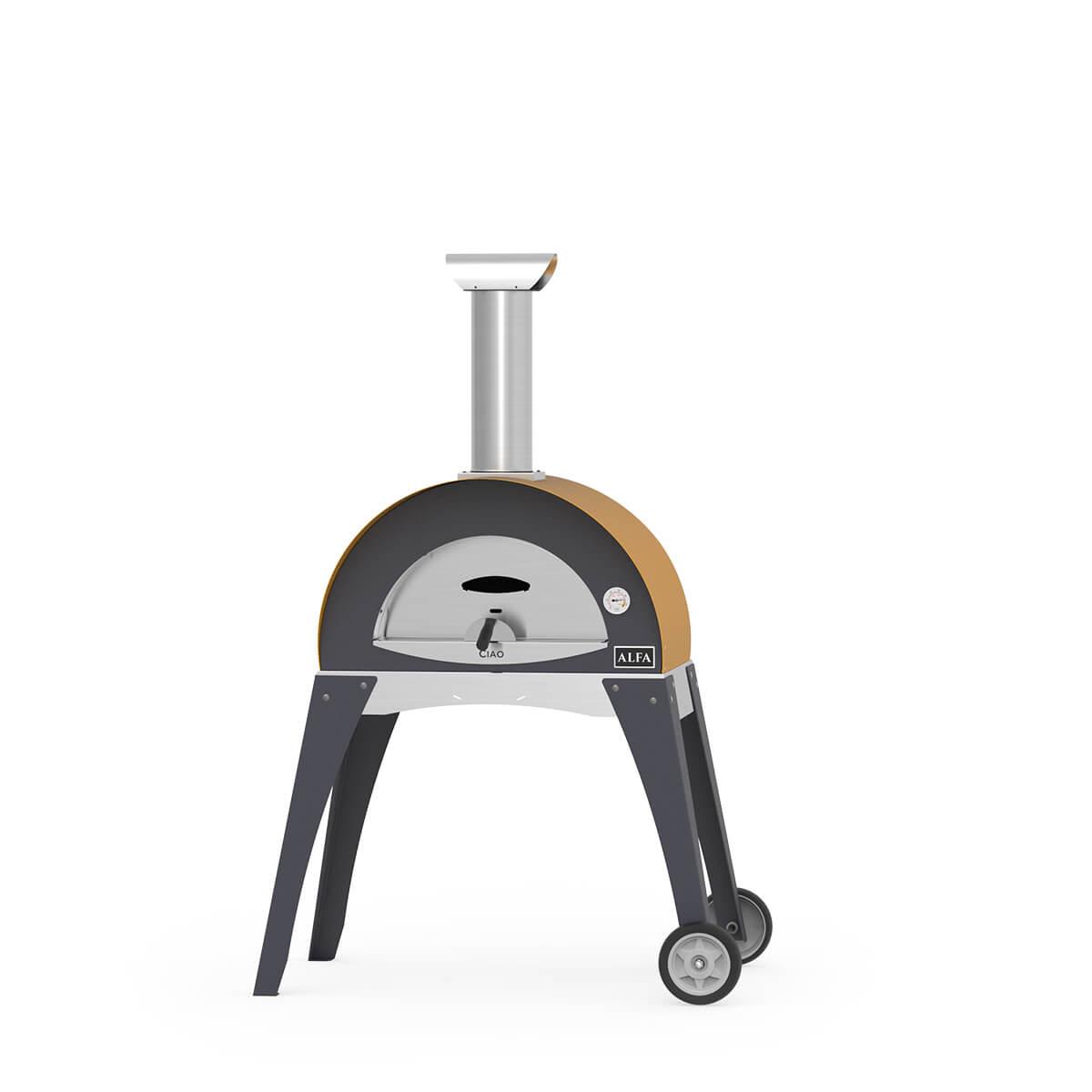 Wood-Fired Pizza Oven Stainless Steel with Firebrick Floor and Pyrometer - view 3