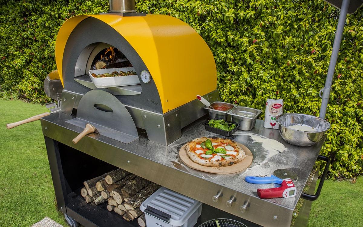 Wood-Fired Pizza Oven Stainless Steel with Firebrick Floor and Pyrometer - view 9