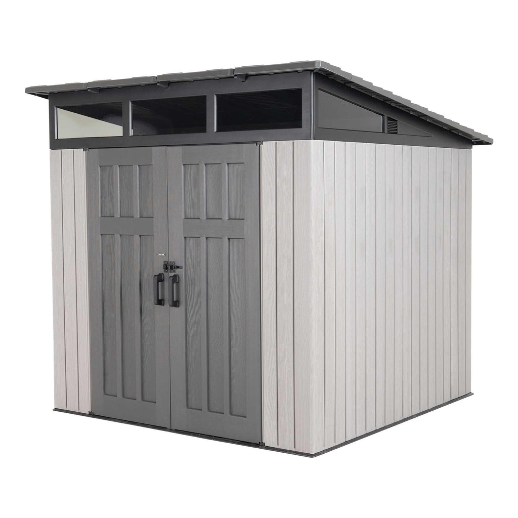 Wood-Grain Effect Plastic Garden Shed 2.5 x 2.5 m (8.3 x 8.3 ft) Single-Slope Roof - image 1