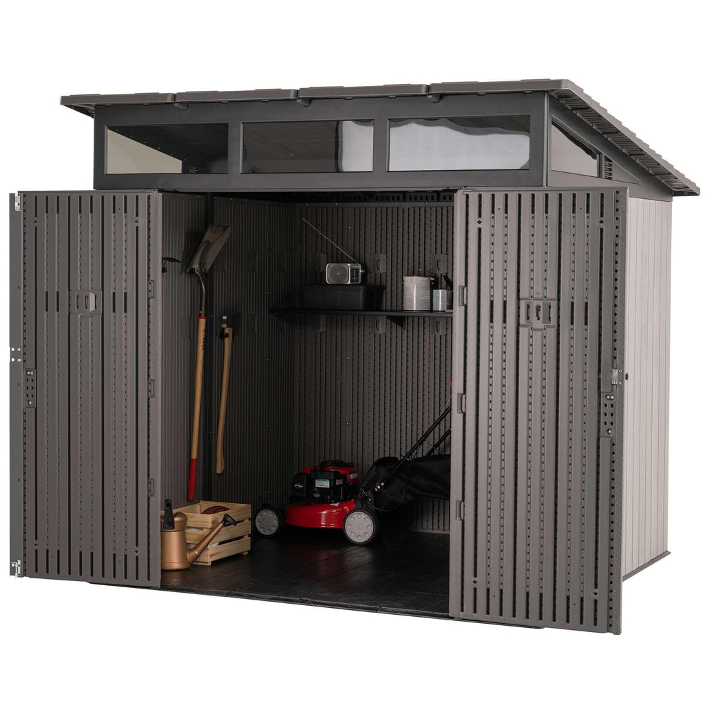 Wood-Grain Effect Plastic Garden Shed 2.5 x 2.5 m (8.3 x 8.3 ft) Single-Slope Roof - image 10