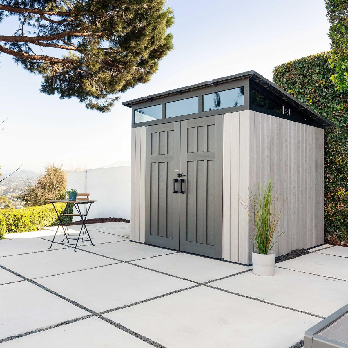 Wood-Grain Effect Plastic Garden Shed 2.5 x 2.5 m (8.3 x 8.3 ft) Single-Slope Roof - image 2