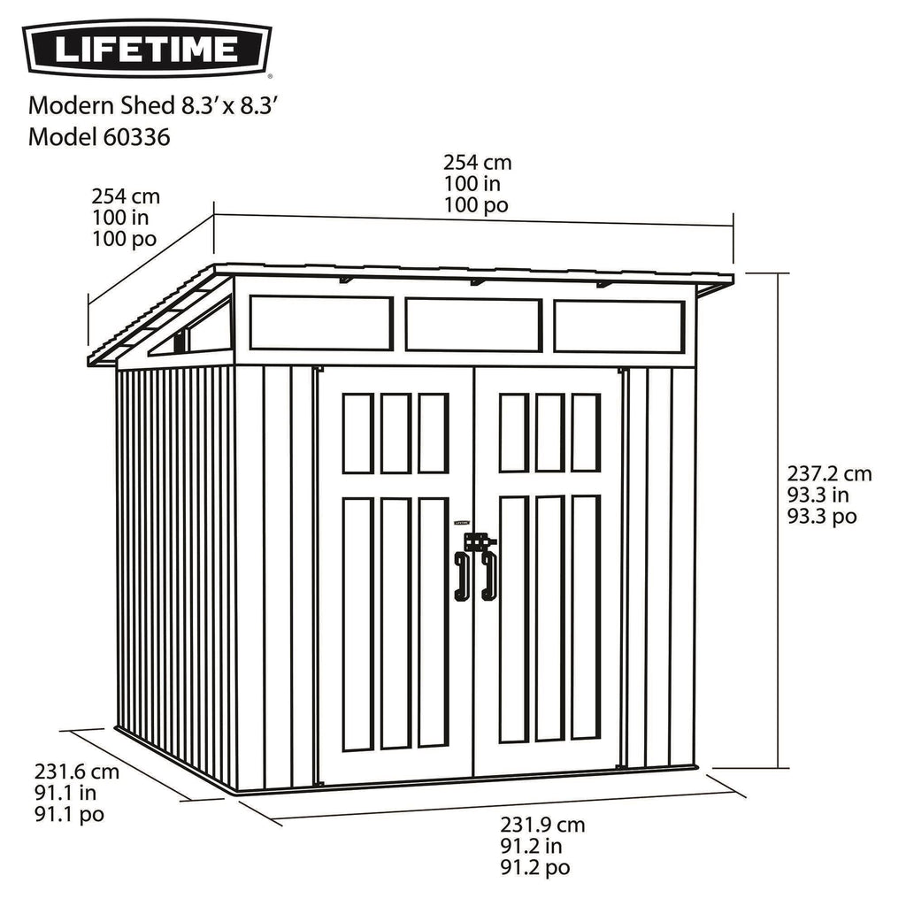 Wood-Grain Effect Plastic Garden Shed 2.5 x 2.5 m (8.3 x 8.3 ft) Single-Slope Roof - view 21