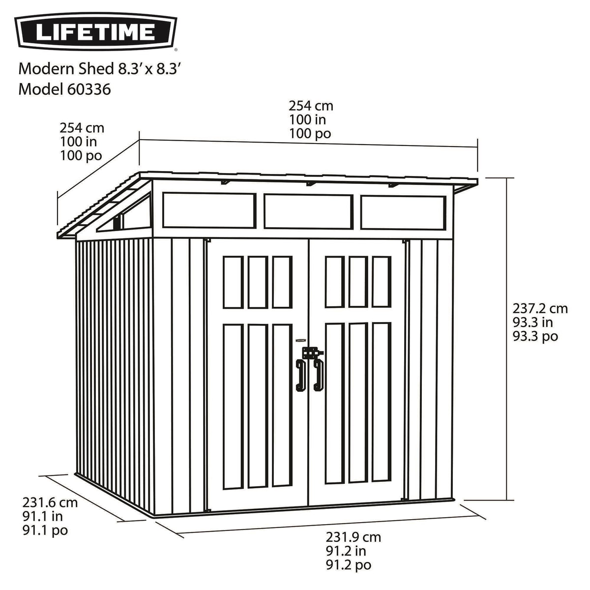Wood-Grain Effect Plastic Garden Shed 2.5 x 2.5 m (8.3 x 8.3 ft) Single-Slope Roof - view 21