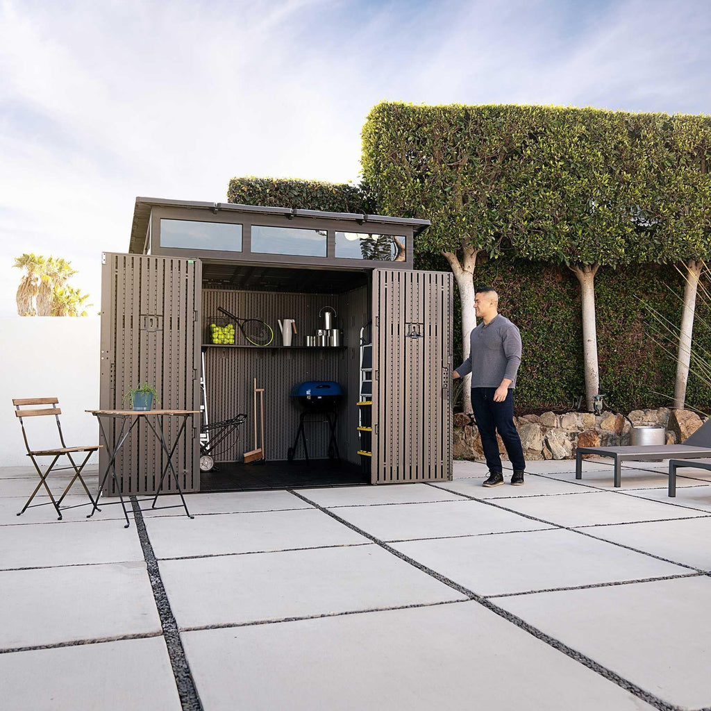 Wood-Grain Effect Plastic Garden Shed 2.5 x 2.5 m (8.3 x 8.3 ft) Single-Slope Roof - image 3