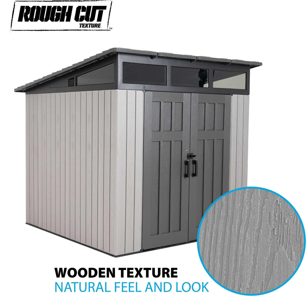 Wood-Grain Effect Plastic Garden Shed 2.5 x 2.5 m (8.3 x 8.3 ft) Single-Slope Roof - image 5