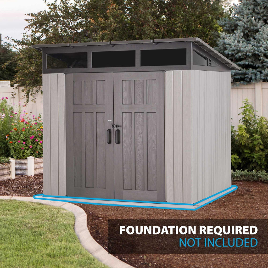 Wood-Grain Effect Plastic Garden Shed 2.5 x 2.5 m (8.3 x 8.3 ft) Single-Slope Roof - image 6