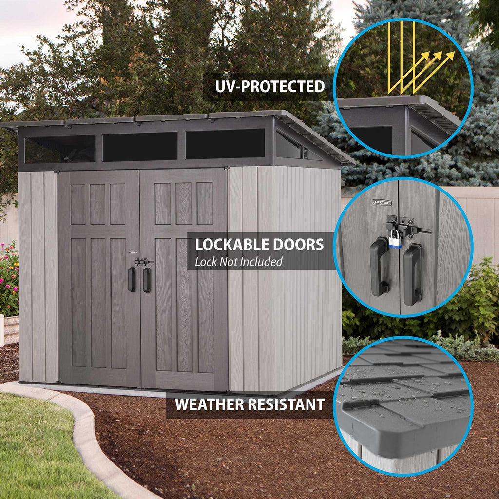 Wood-Grain Effect Plastic Garden Shed 2.5 x 2.5 m (8.3 x 8.3 ft) Single-Slope Roof - image 7