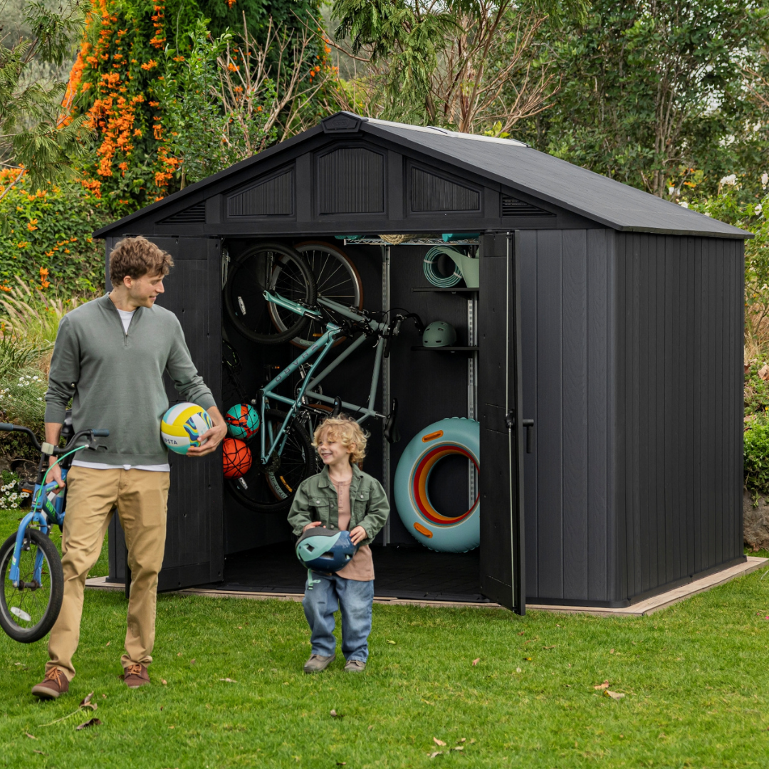 Wood-Look Composite Garden Shed 3 x 2.4 m (10 x 8 ft) - Grey - image 2
