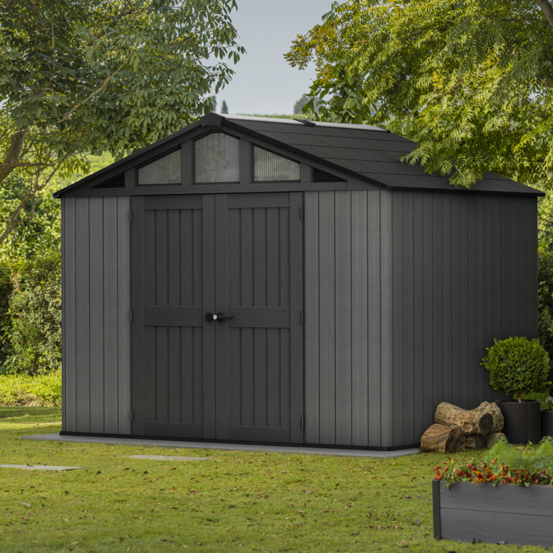 Wood-Look Composite Garden Shed 3 x 2.4 m (10 x 8 ft) - Grey - view 24