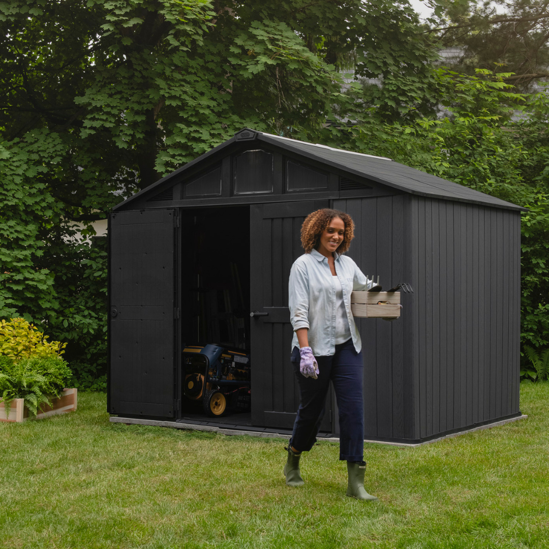 Wood-Look Composite Garden Shed 3 x 2.4 m (10 x 8 ft) - Grey - image 8