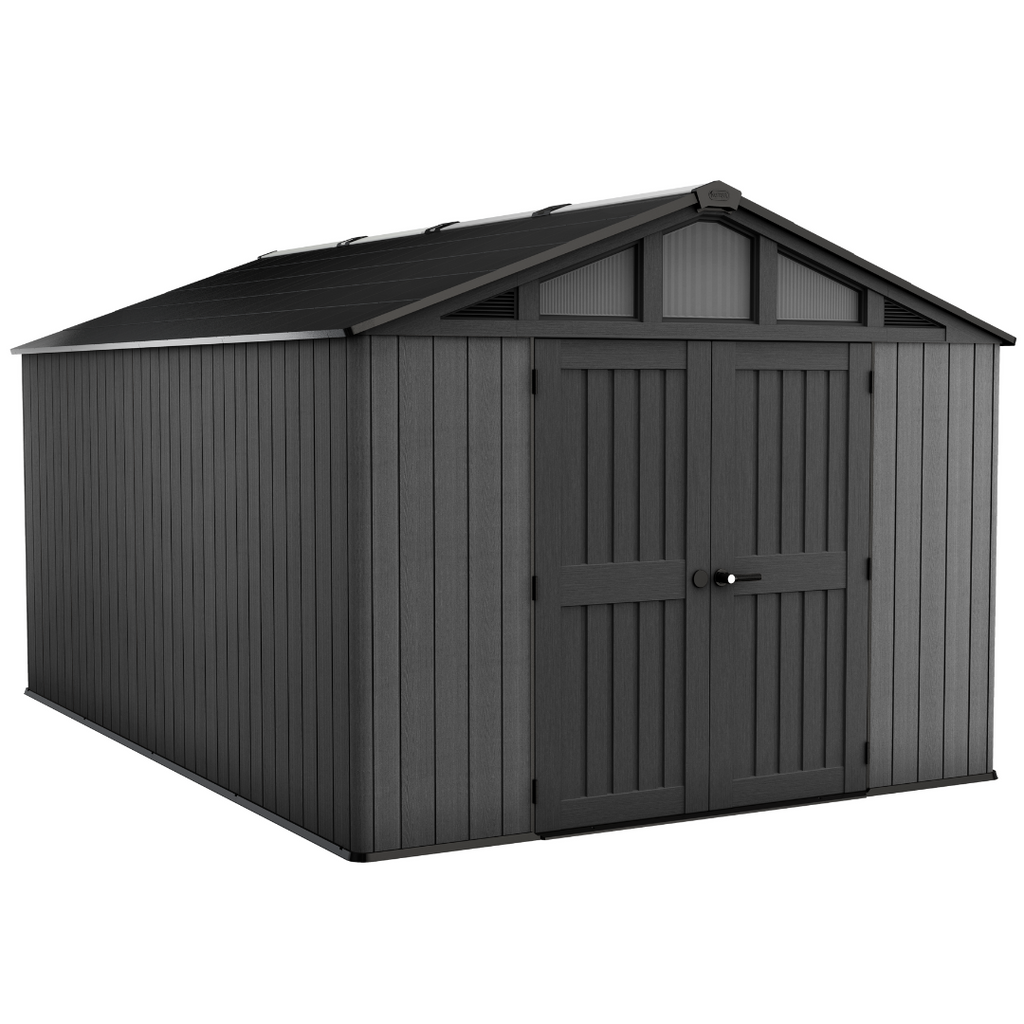 Wood-Look Composite Garden Shed 3 x 3.5 m (10 x 11.5 ft) - Grey - image 1