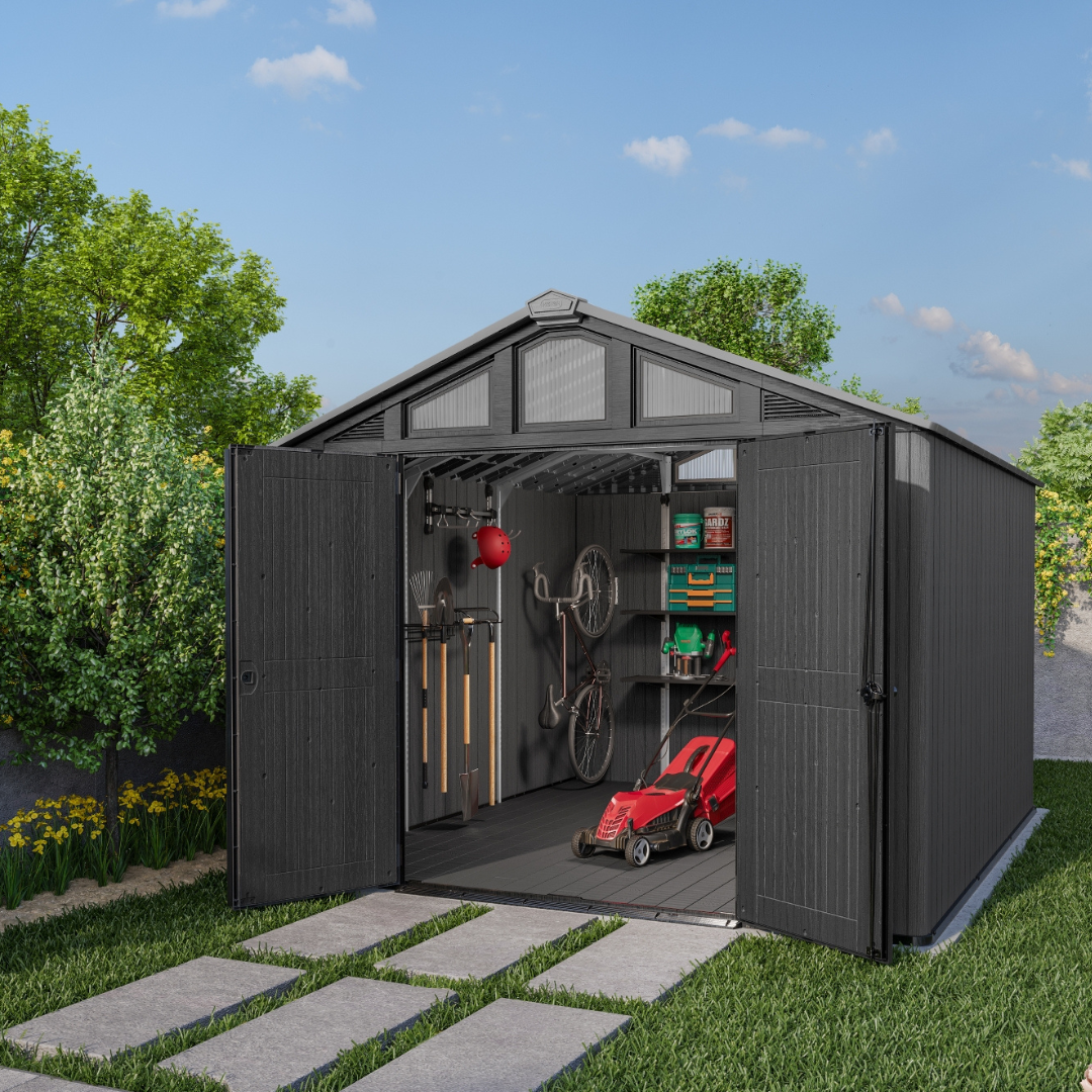 Wood-Look Composite Garden Shed 3 x 3.5 m (10 x 11.5 ft) - Grey - image 5