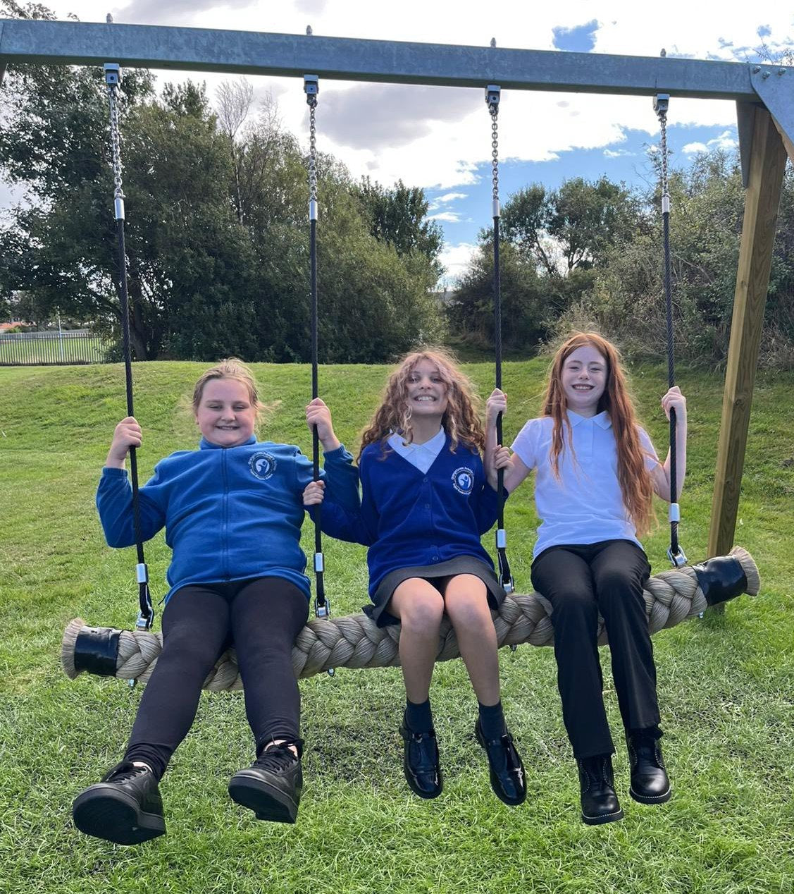 Wooden Swing Frame with Group Snake Swing and Galvanised Metal Top Beam - view 2
