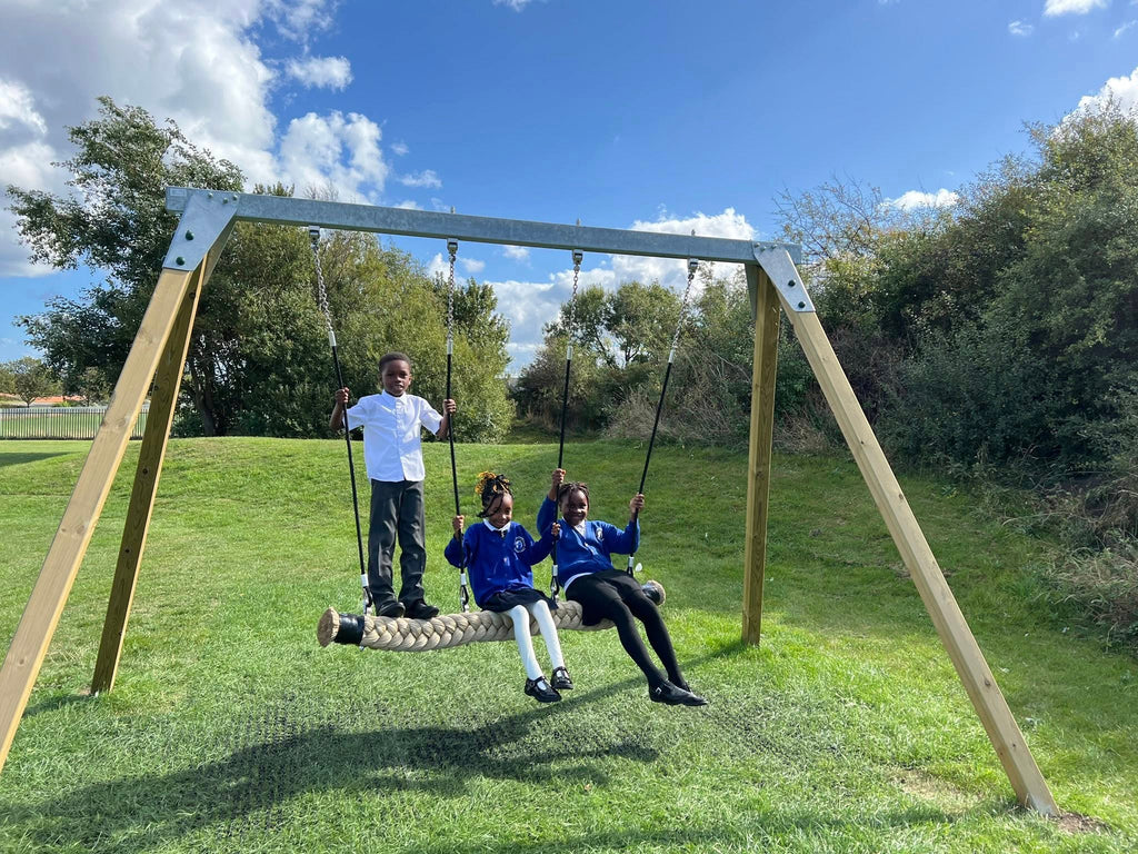Wooden Swing Frame with Group Snake Swing and Galvanised Metal Top Beam - view 4