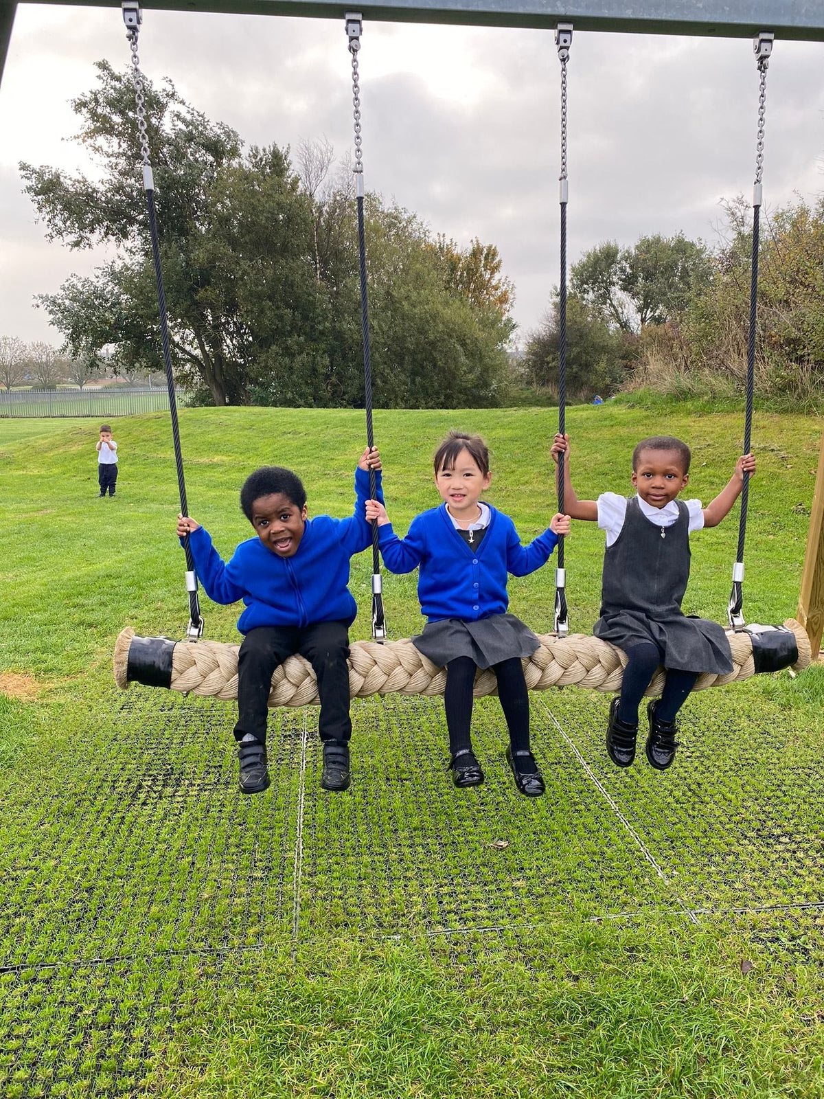 Wooden Swing Frame with Group Snake Swing and Galvanised Metal Top Beam - view 5