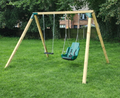 Wooden Swing Frame with Special Needs Seat and Flat Rubber Seat
