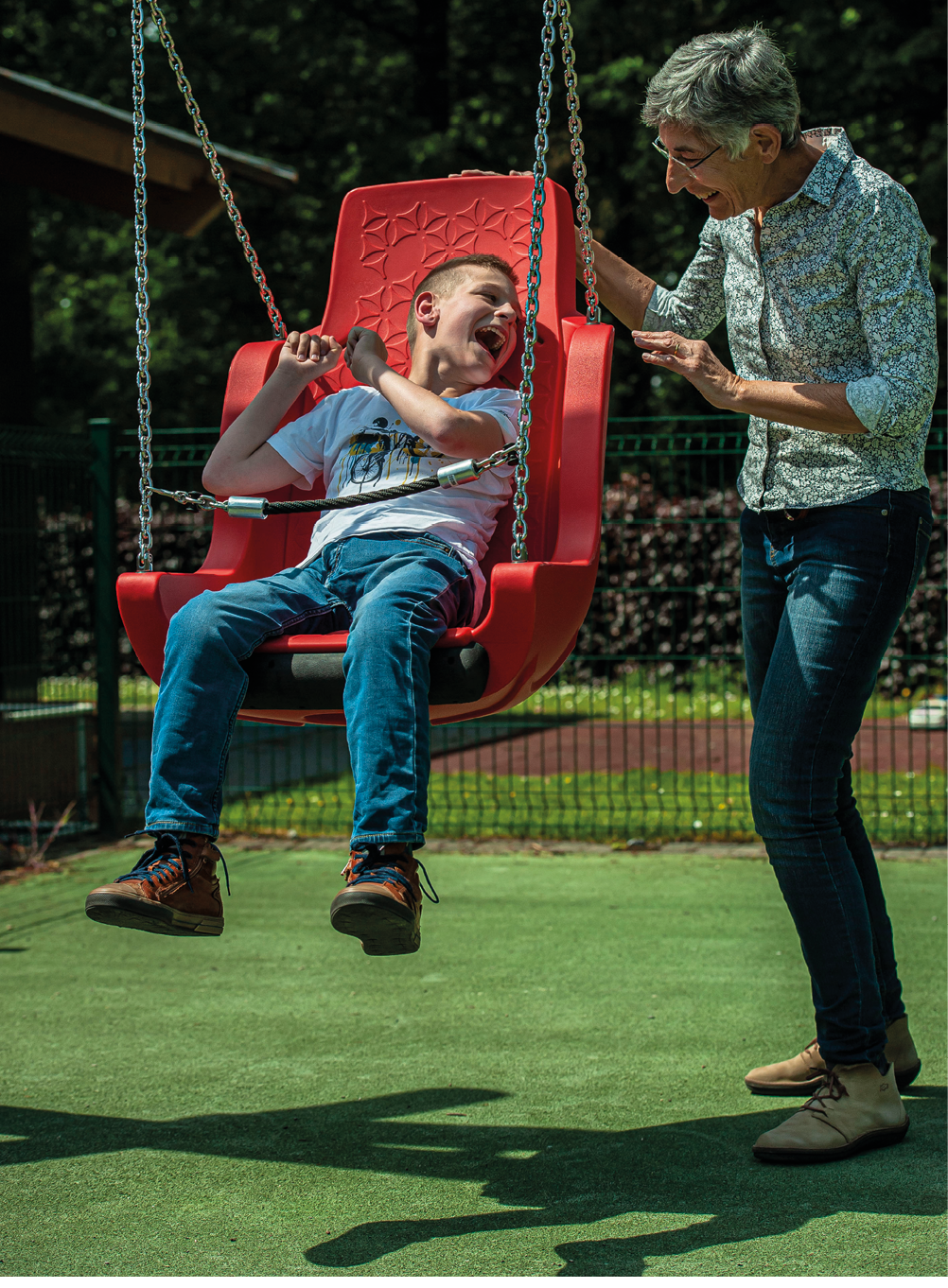 Wooden Swing Frame with Special Needs Seat and Flat Rubber Seat - view 5
